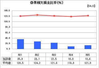 ⑨累積欠損金比率
